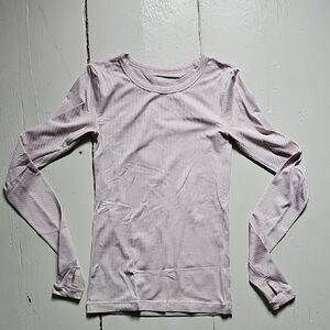 Women's Long Sleeve Ribbed Top - Light Pink
